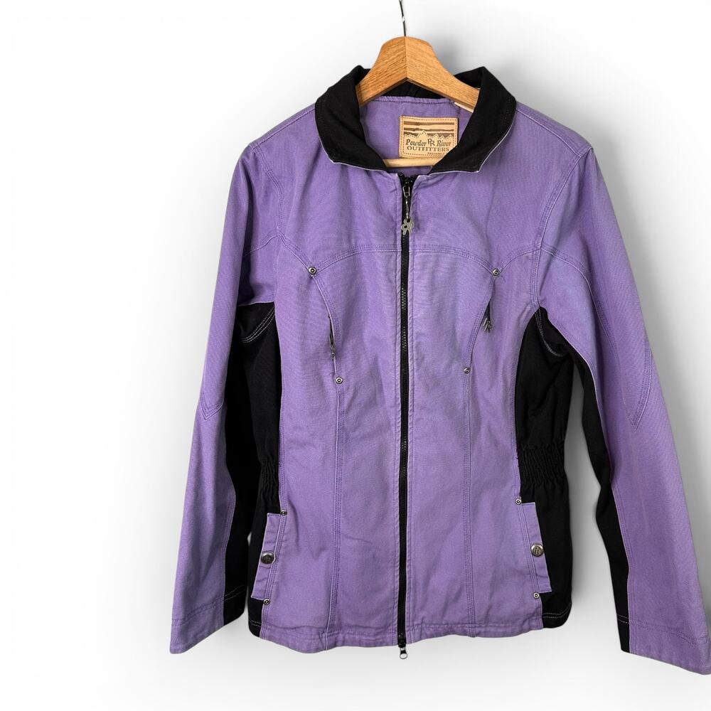 Powder River Outfitters Womens Large Purple Black Canvas Jacket Western Outdoor
